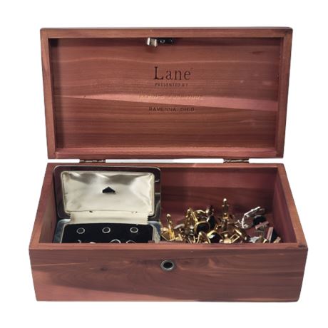 Lane Jewelry Box & Large Cufflinks Lot