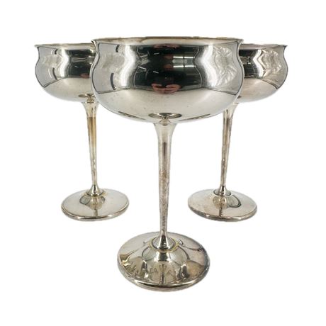 Trio of Silver Plate Champagne Coupes