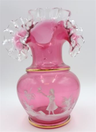 Mary Gregory Fenton silvercrest vase
