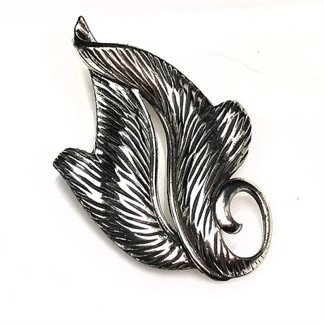 Vintage Napier Sterling Silver Modernist Leaf Brooch