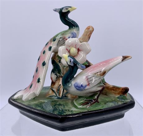 Vintage Mid Century Japanese Porcelain Peacock Statue
