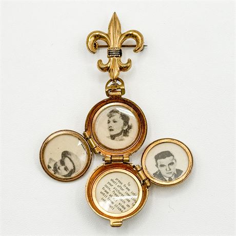 Vintage Coro Gold Tone Quad Photo Locket