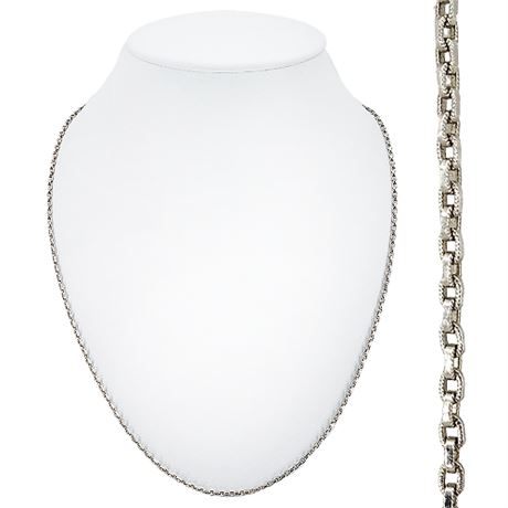 Vintage WHITING & DAVIS Silver Tone Textured Link Chain Necklace