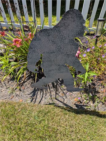Metal Bigfoot yard ornament