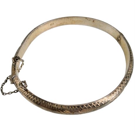 Antique Sterling Silver Hinged Bangle Bracelet, 22S, c1890-1915