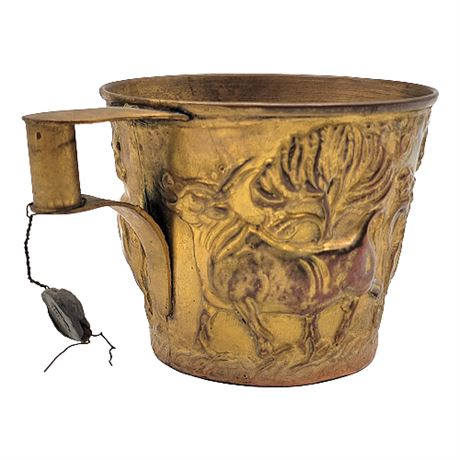 Vintage Greek Brass Repousse Vaphio Cup