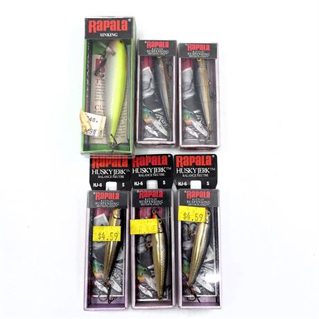 Vintage NEW Fishing Lure Lot- Rapala Husky Jerk, & Countdown
