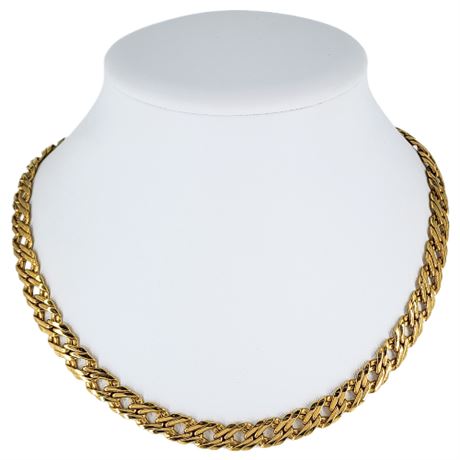 Vintage ANNE KLEIN Gold Tone Double Cuban Link Chain Necklace