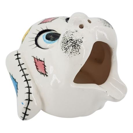 Vintage 50s Ceramic Open Mouth Dog Head Ashtray