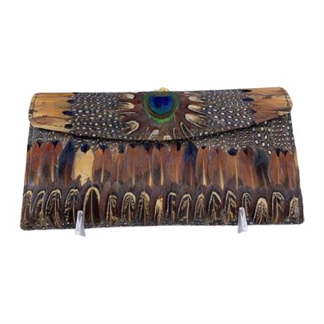 Vintage Comeco Peacock Feather Wallet