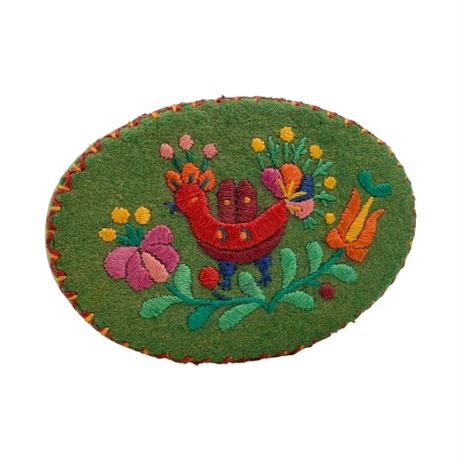 Hungarian Embroidered Bird Trinket Box