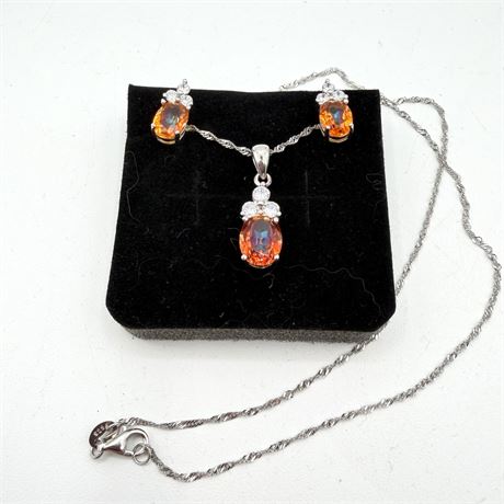Sterling Silver Necklace & Matching Earrings