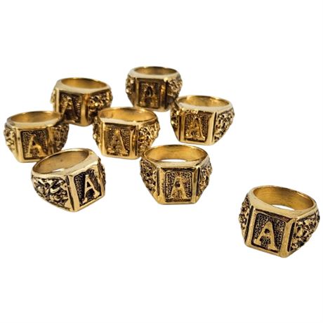 Bulk "A" Monogram Gold Tone Nugget Rings