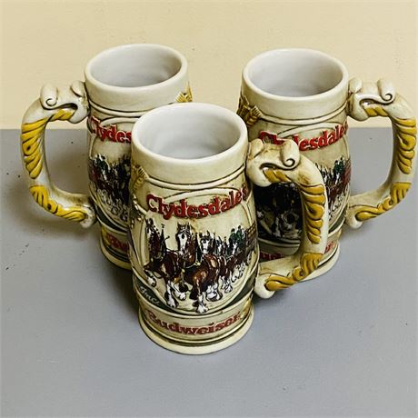 3 Budewiser Holiday Steins