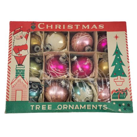 Lot of 12 Vintage Shiny Brite Christmas Tree Ornaments
