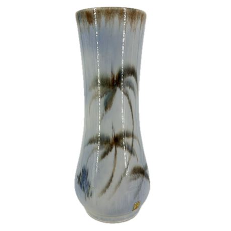 Vintage Large F.J. Von Tury Porcelain Blue Palm Tree Vase
