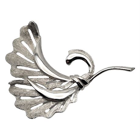 Vintage Silver Tone Abstract Brooch