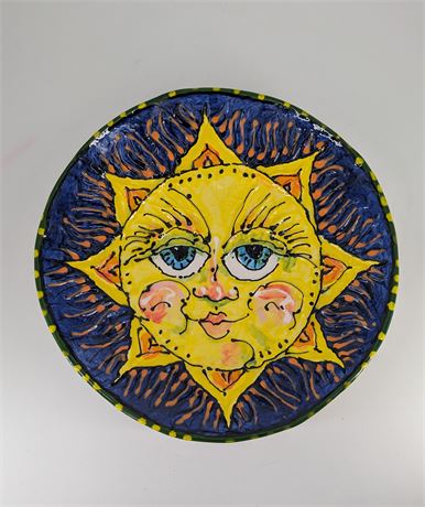 Don Drumm Style Sun Ceramic Plate Handmade Marked Wall Hanging