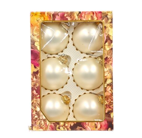 2.5" Glass Christmas Ornaments, White Pearl