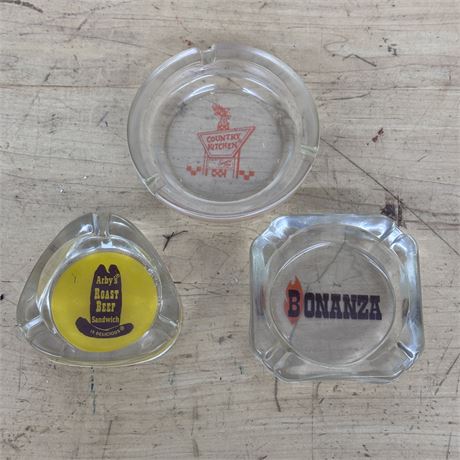 Three (3) Vintage Restaurant Ashtrays