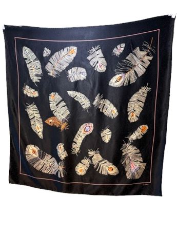 Echo Black Feather Silk Scarf