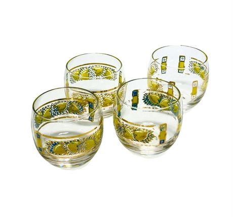 MCM Georges Briard Roly Poly Lemon Leaf Glass Set - 4