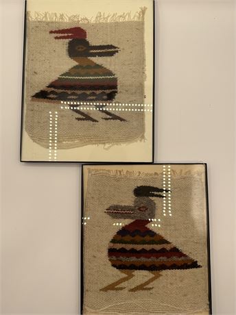 Framed woven bird pictures