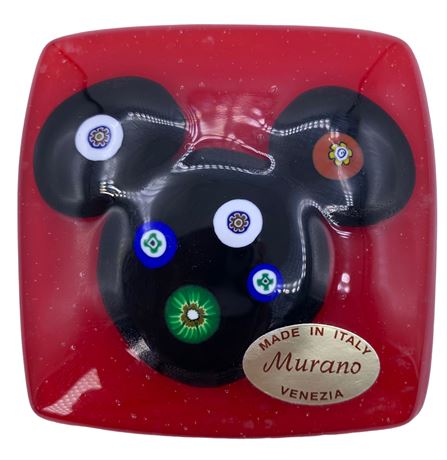 Disney Venetian Murano Glass Mickey Mouse Art Glass Paperweight