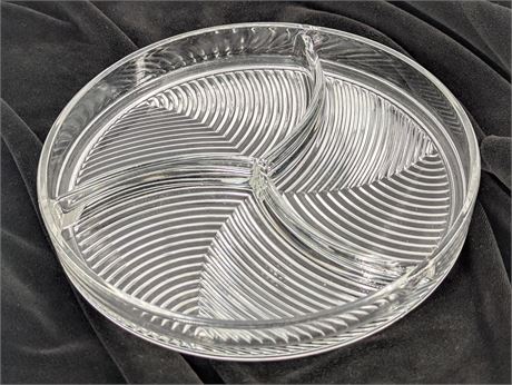 Modern 3 Dividers Swirled Circle Glass nut hors deouvre tray
