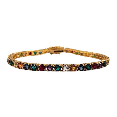 Signed Joan Rivers Multicolored Glass Tennis Bracelet
