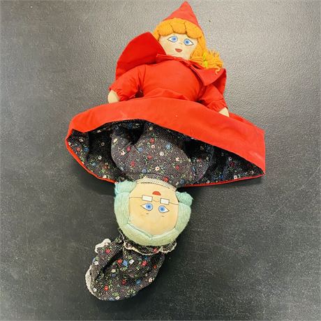 Vntg Little Red Riding Hood / Wolf / Grandma Multi Faced Flip Doll