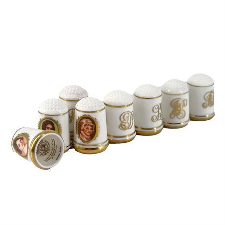 Lot of Eight Franklin Porcelain First Ladies Thimbles