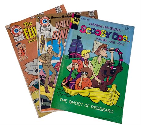 Three 25 cent Scooby Doo, Flintstones & Valley of the Dinosaurs Comic Books