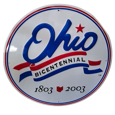 Ohio Bicentennial Round Metal Sign