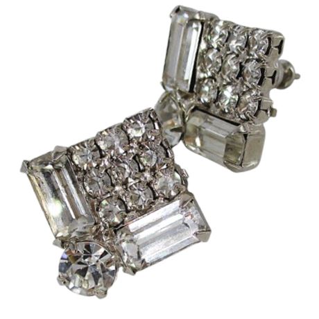 Art Deco Style Rhinestone Post Earrings