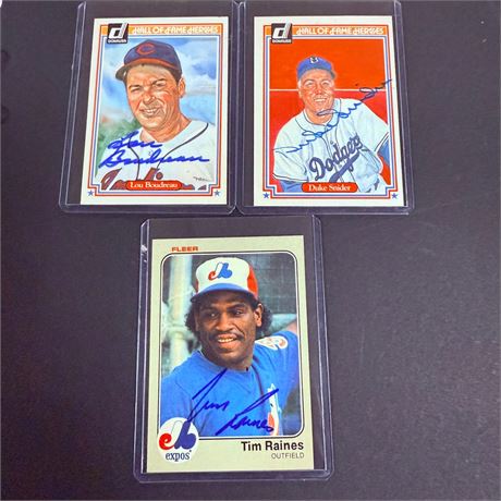 3 HOF Baseball Signed Cards