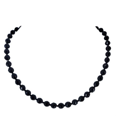 Vintage Hobe Black Glass Bead Necklace