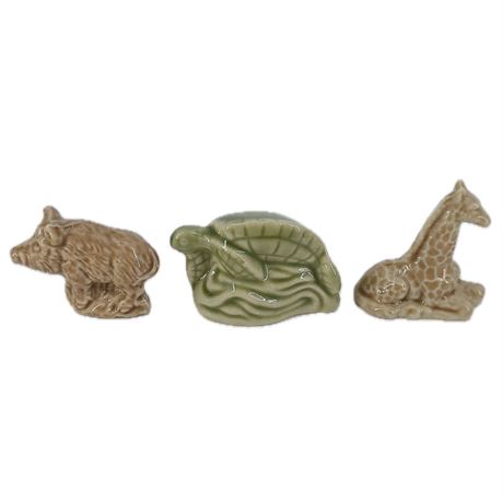 Vintage Wade of England Miniature Figurines - Turtle, Boar, and Giraffe