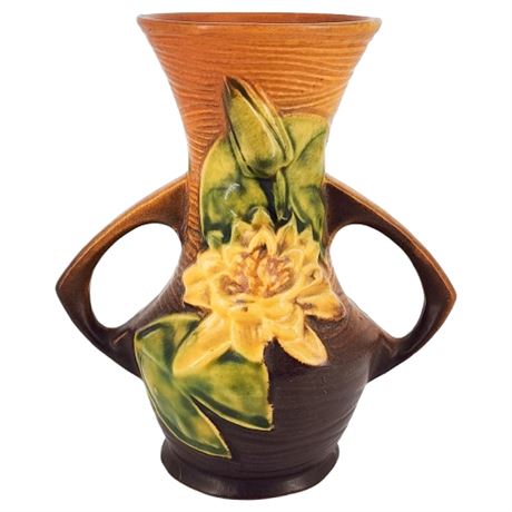 Vintage Roseville Art Pottery "Water Lily" 6 Inch Handled Vase