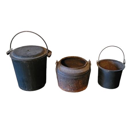 Antique Cast Iron Kettle Pots - Lot of 3