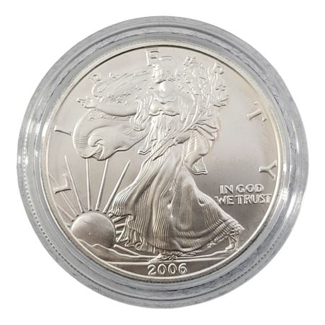 2006-W American Eagle Burnished Die 1oz Uncirculated Silver Bullion Coin w/ COA