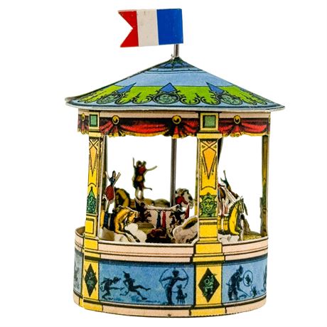 Miniature Handmade Paper French Circus Carousel