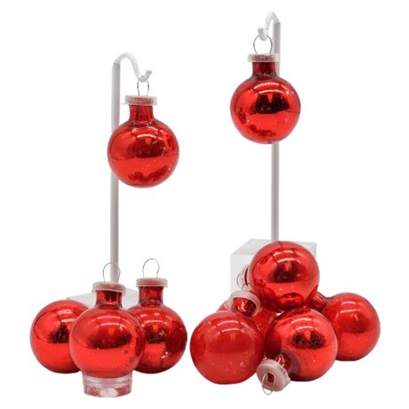 Vintage Miniature Red Glass Bulb Ornaments