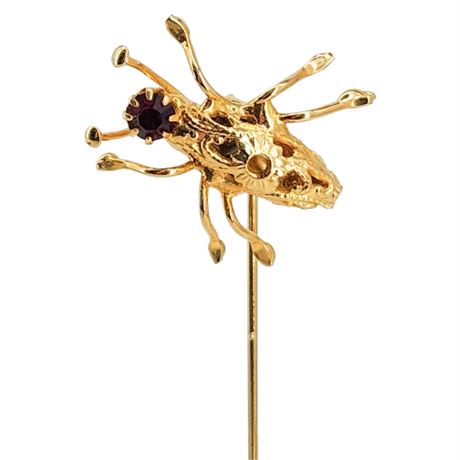 Vintage Gold Tone Rhinestone Insect Stick Pin