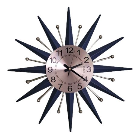 HAOWANJP Style 18 Inch Mid Century Metal Starburst Wall Clock