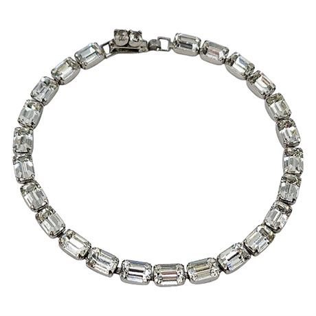 Vintage FENICHEL Prong Set Clear Rhinestone Bracelet