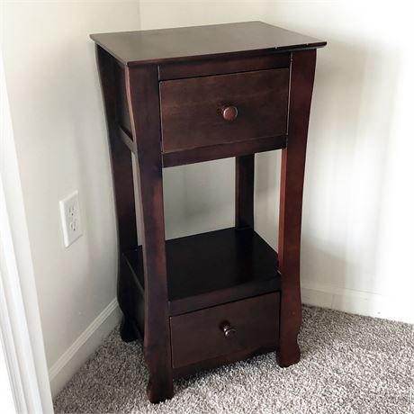 At Home Theodore 2-Drawer Thick Leg End Table, Night Stand, Entryway Key Holder