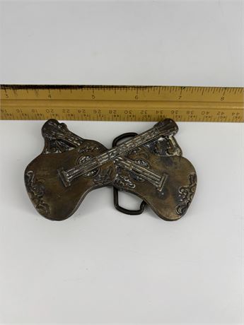 Crossed Guitars Belt Buckle