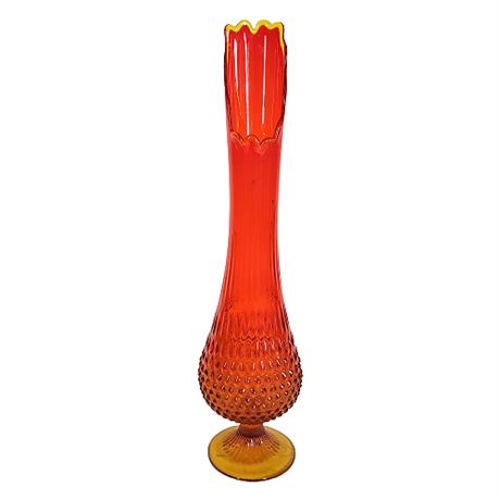 Mid-Century Fenton "Hobnail Orange" (Amberina) 20" Footed Swung Glass Vase