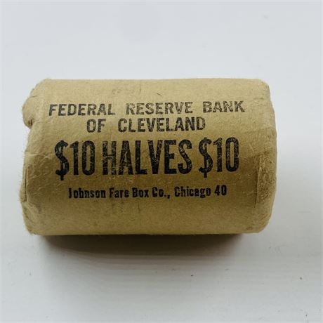 BU $10 Shotgun Roll Franklin Half Dollars 1960 Showing
